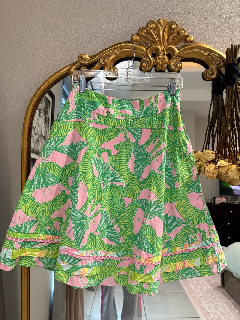 Lilly Pulitzer Pink & Green Tropical Circle Skirt